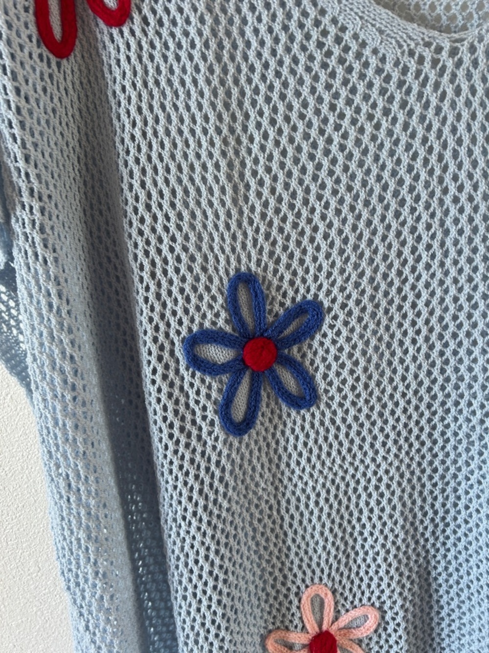 BloomChic Light Blue Open-Knit Sweater Cover-Up - Picture 2 of 6